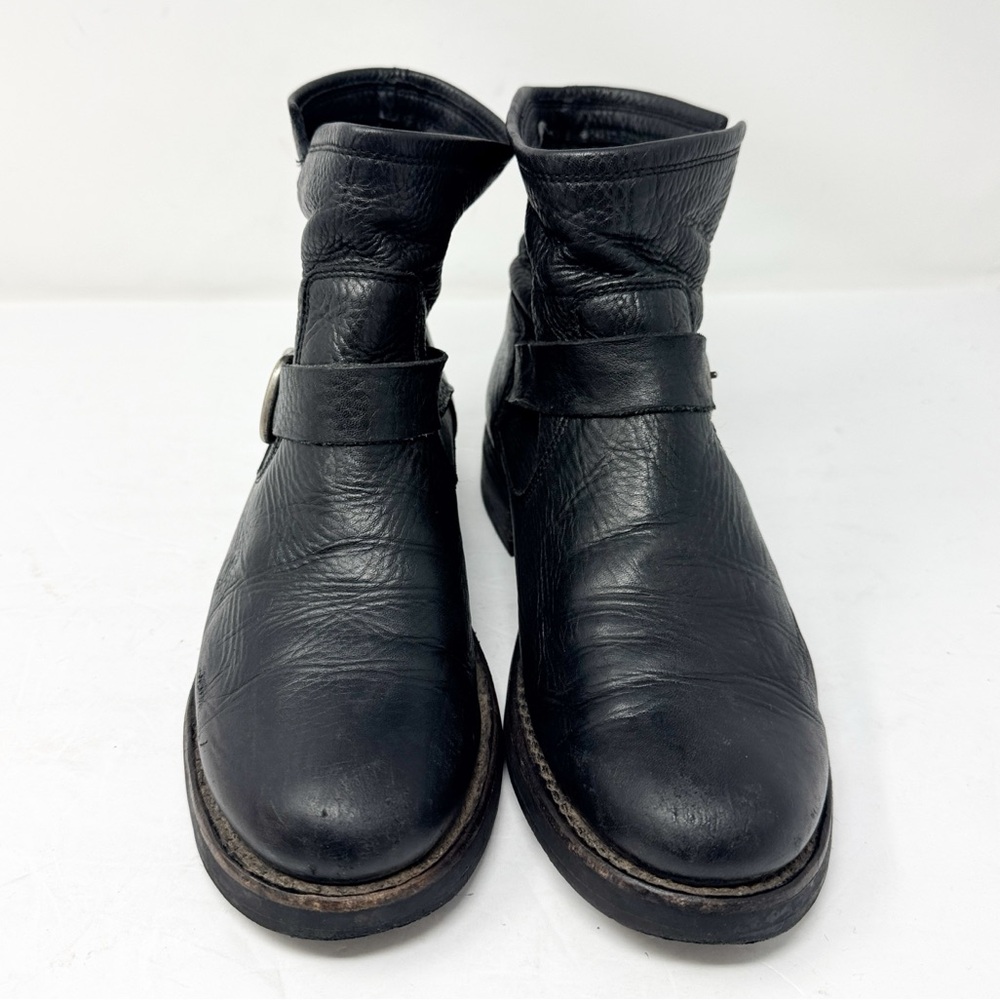 Frye Veronica Flex Leather Moto Combat Ankle Bootie Black Size 8 - Picture 4 of 12